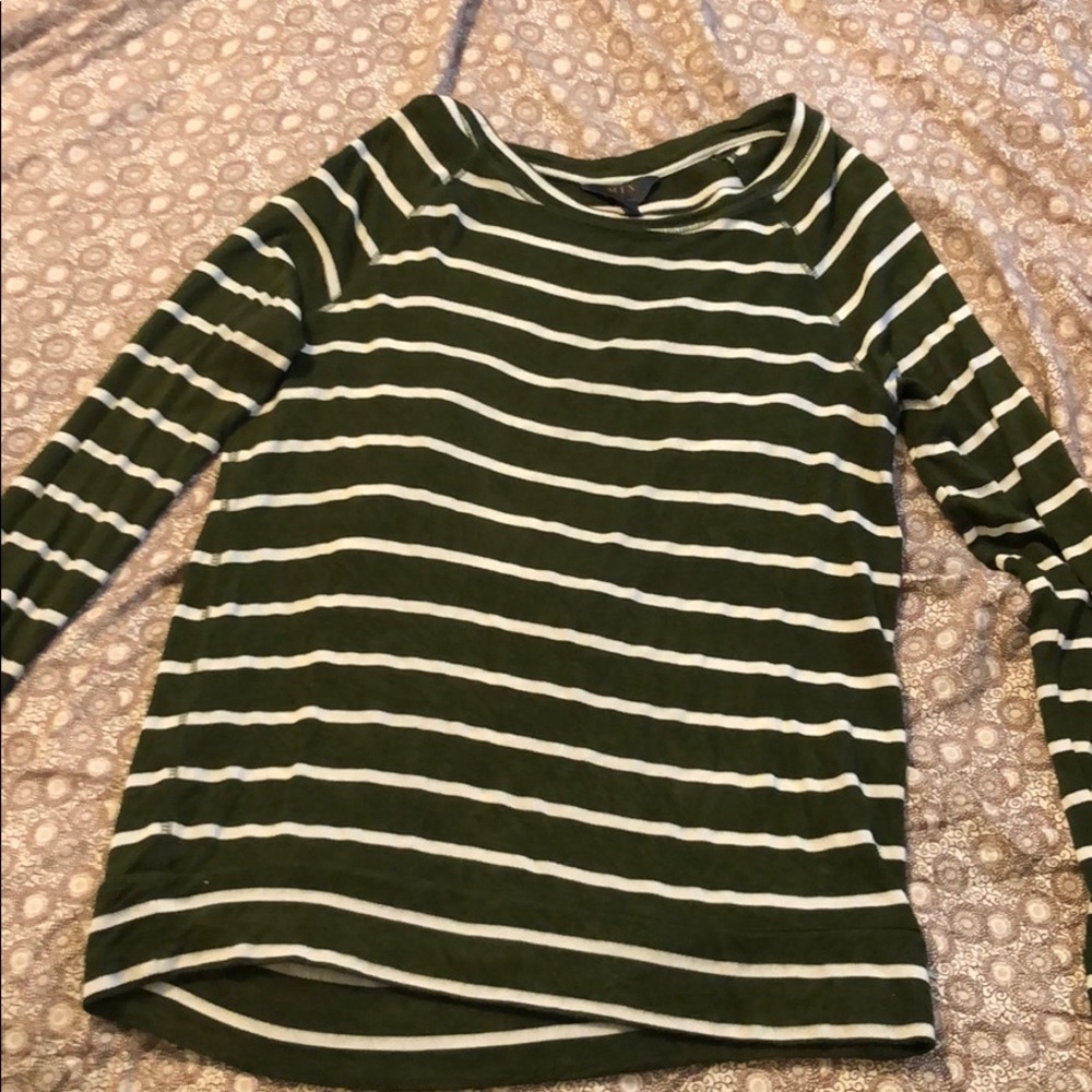 Olive green white stripes light weight long sleeve